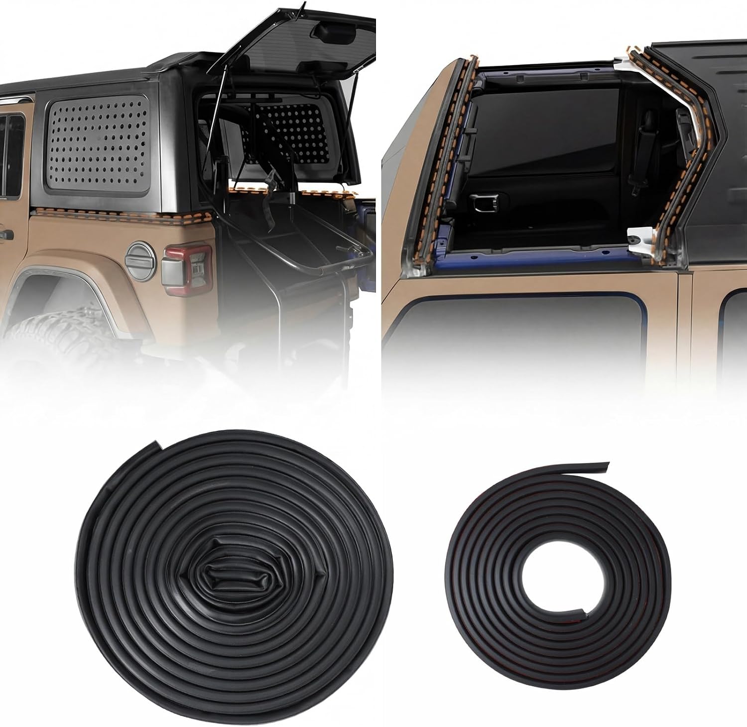 Hard Top Car Seal Kit Weatherstrip Rubber Soundproof Sealing Strips Compatible with Wrangler 2007-2026 Jk Jl Unlimited 4-Door Hardtop & Compatible with Gladiator Jt 2020-2026