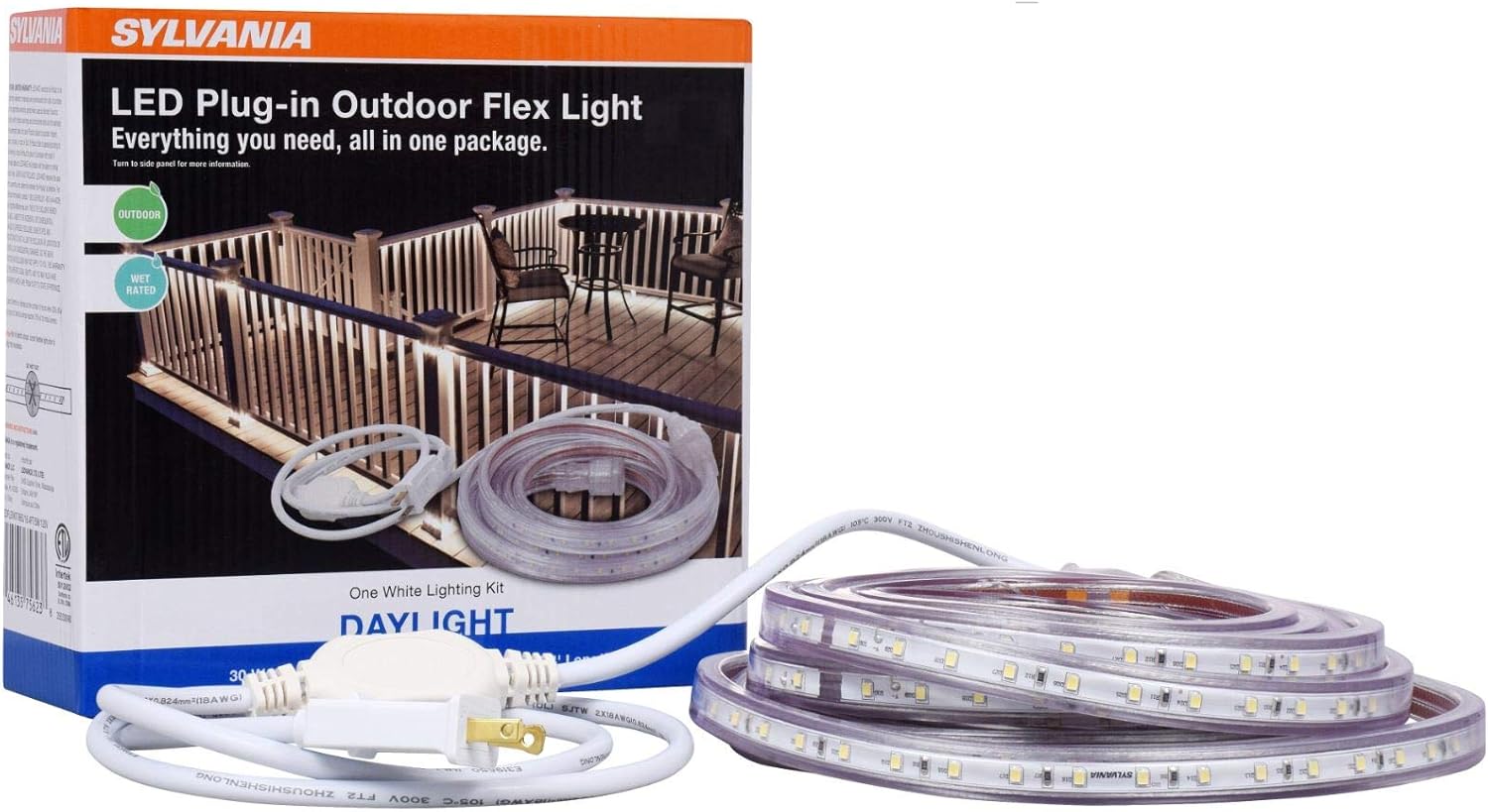 SYLVANIA LED Plug-in Outdoor Flex Light Strip Complete Lighting Kit 16.4 Inch, 6500K Daylight Color Temperature - 1 Pack