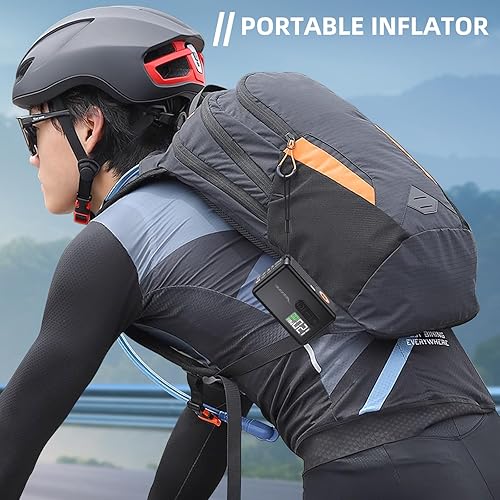 Miniatura 7 de VEEAPE Compresor de aire inflador portátil de neumáticos bomba de aire eléctrica de 120 PSI con manómetro disipación de calor recargable banco de