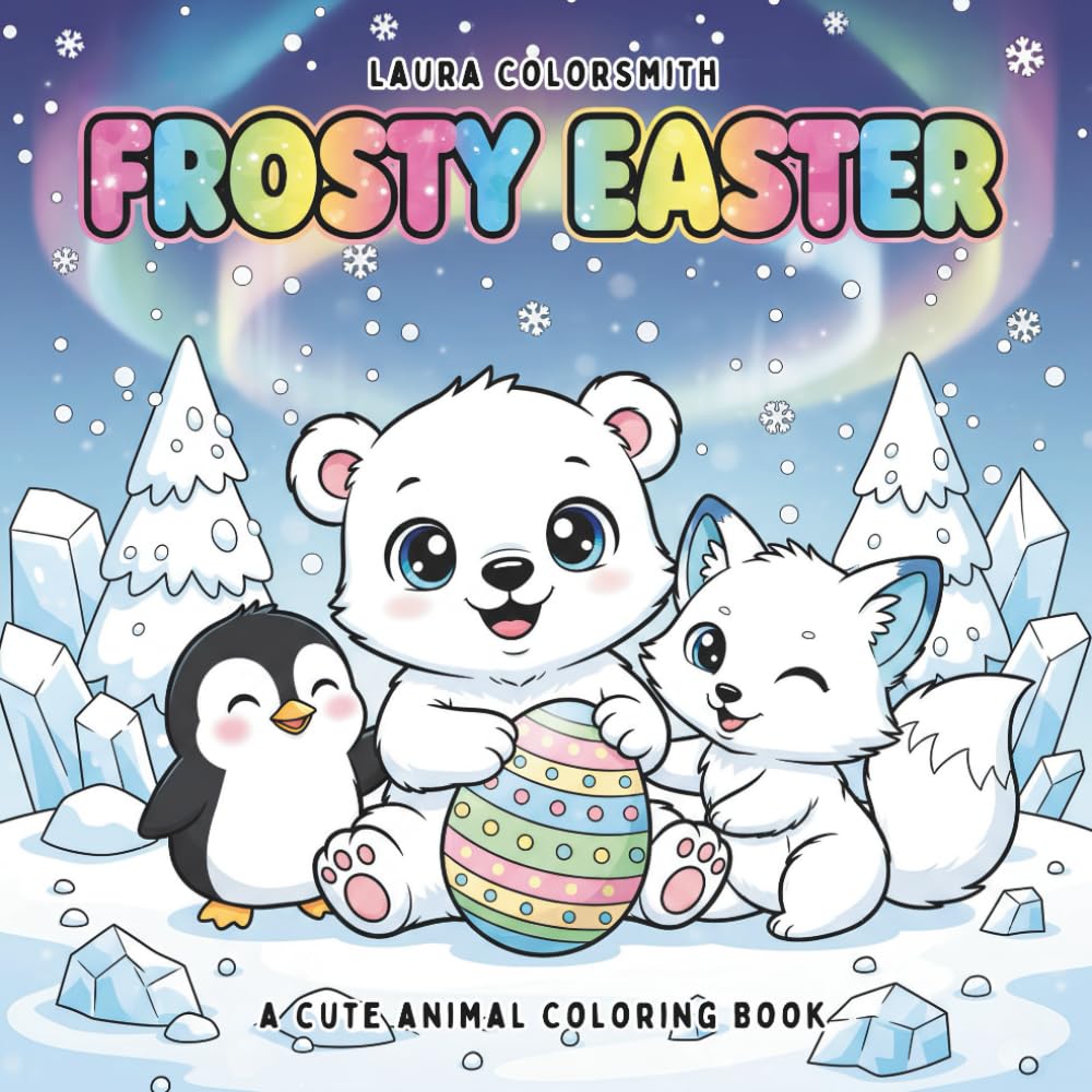 Frosty Easter - A Cute Animal Coloring Book: Fun and Easy Easter Coloring Pages Featuring Cute Arctic Animals (Coloring Book for Easter)