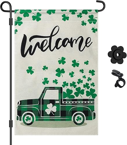 Miniatura 1 de Bandera de jardín del día de San Patricio bandera de bienvenida de doble cara bandera de jardín del día de San Patricio bandera de bienvenida de
