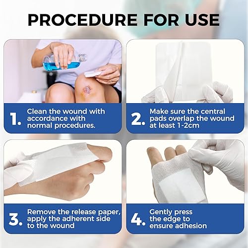 Miniatura 3 de Island Dressing - Gasa con borde de 4 x 4 pulgadas, 50 almohadillas antiadherentes empaquetadas individualmente en el centro con borde adhesivo,