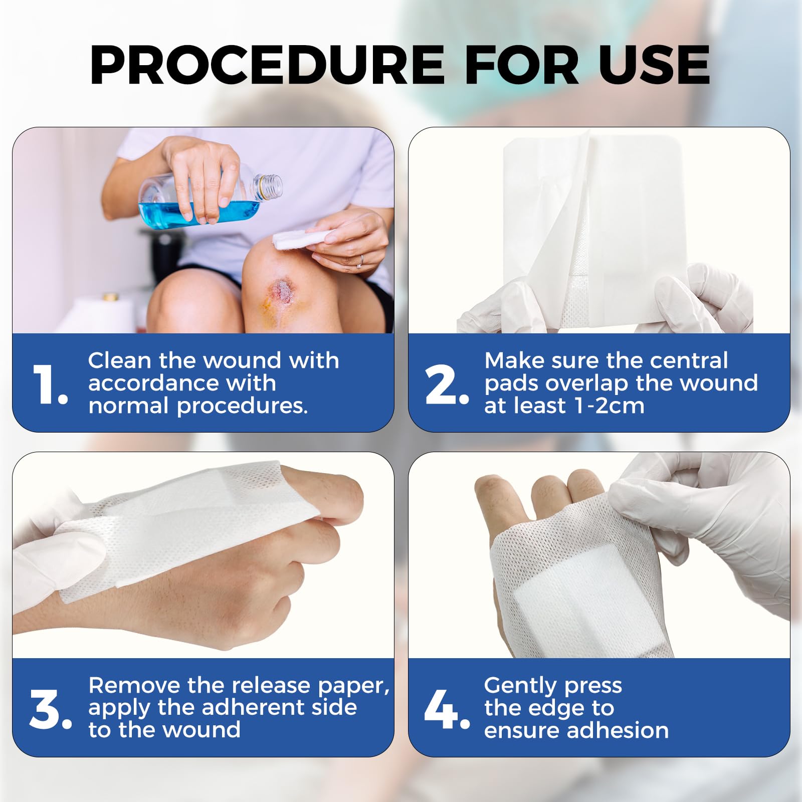 Island Dressing Bordered Gauze 4"x4", 50 Individually Packed Non-Stick Pad in Center with Adhesive Border,Soft Absorbent Medical Grade Dressing Gauze Pad for Wound Care and First Aid — Amazon image 3