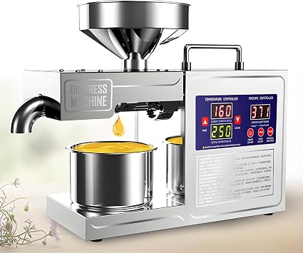 Automatic Oil Press Machine, Professional 1200w Oil Press Machine, Cold Hot Press, for Peanut Flax Seed Perilla Sunflower Sesame.