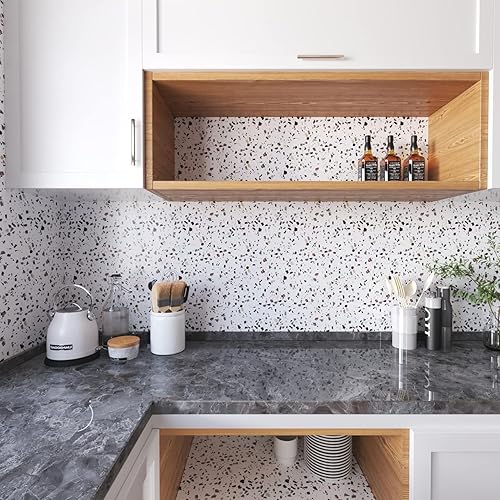 Miniatura 5 de Decotalk Papel de contacto de terrazo de 30 x 120 pulgadas, papel de contacto para encimera, papel tapiz de terrazo para cocina, papel tapiz de