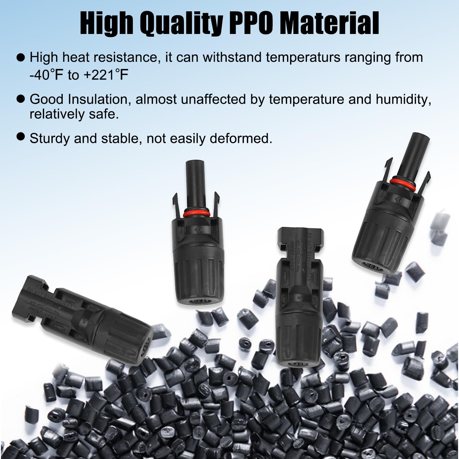 50 paia di connettori MC4, connettori per pannelli solari, IP67, 1000 V, 30 A, impermeabili, maschio/femmina (50 paia di connettori per 2,5/4/6 mm² con 2 chiavi)