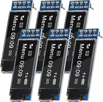 AITRIP 6 PCS 0.91 inch I2C SSD1306 128x32 Pixels IIC 3.3V 5V White Character Display 4Pins Compatible with Arduino ESP32 ESP8266 AVR PIC STM32 and for Raspberry Pi