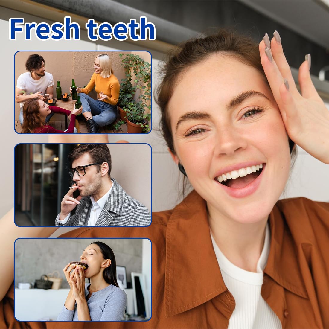 Strisce Sbiancanti Denti Professionale - 28 Strips Whitening per Sbiancamento,strisce sbiancanti denti, Delicate e Rapide, Rimuove le Macchie Profonde-A