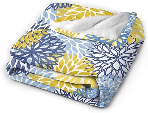 Miniatura 2 de Manta de forro polar con flores de crisantemo azul marino, ultra suave, acogedora, decorativa, para todas las estaciones, para el hogar, cama, sofá,
