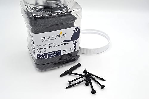 Miniatura 8 de Yellowbird #8 x 2-14 pulgadas Combo de cabeza plana cuadradaPhillips Drive - Puntas avellanadas - Rosca profunda - Tipo 17 - Montaje de gabinete y