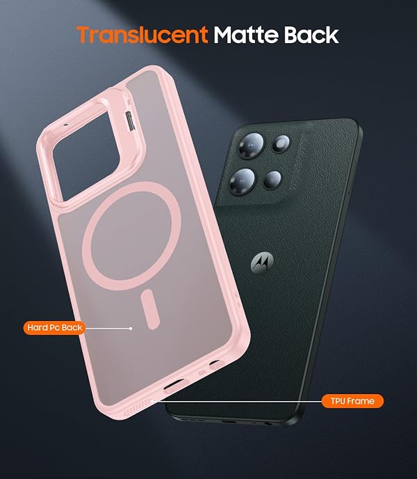 TOBOVON for Motorola Moto G 2026/2025 Case, Moto G Play 2026 Case, Fits MagSafe, with Camera Ring Stand & Sceen Protector, Slim Translucent Matte Military-Grade Drop Protection Magnetic Cover, Pink by TOBOVON - Used condition - Image 7