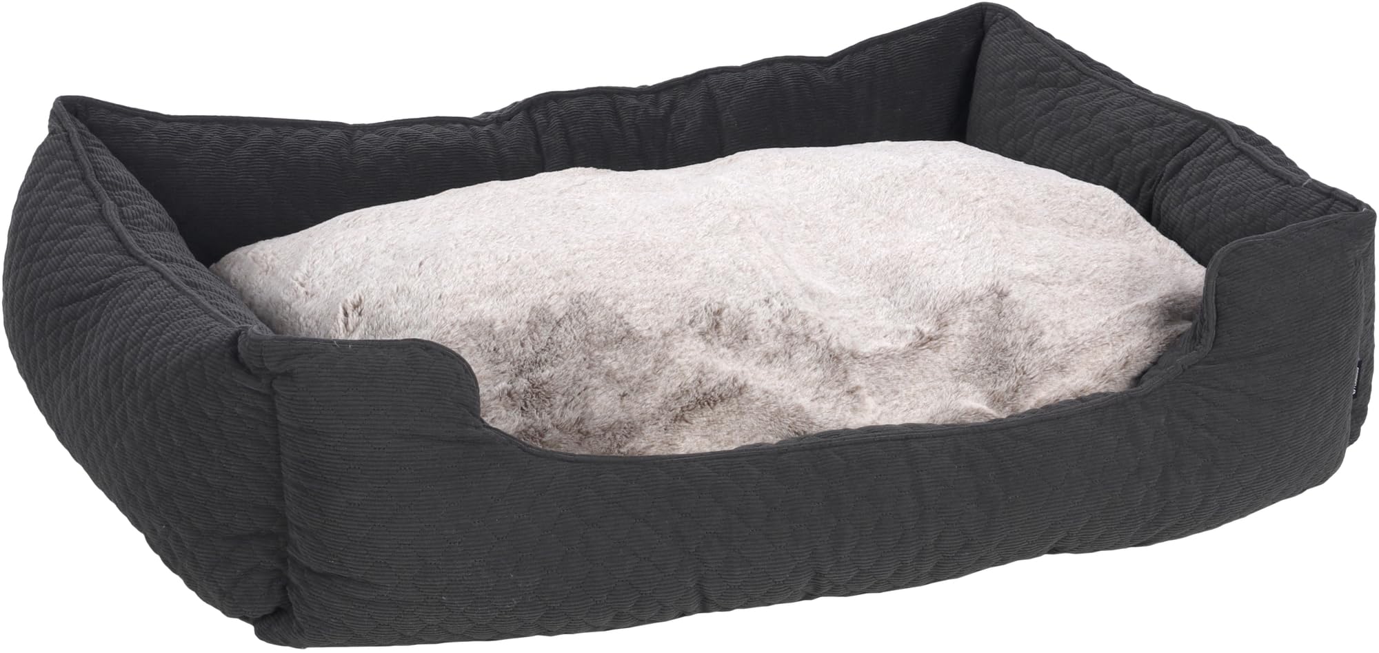 Personalizable cama para perro rectangular 100×80×25 cm Gris Oscuro–suave & cómoda con cojín reversible–base antideslizante & funda lavable –ideal para perros grandes–personalizada con nombre–Petslino