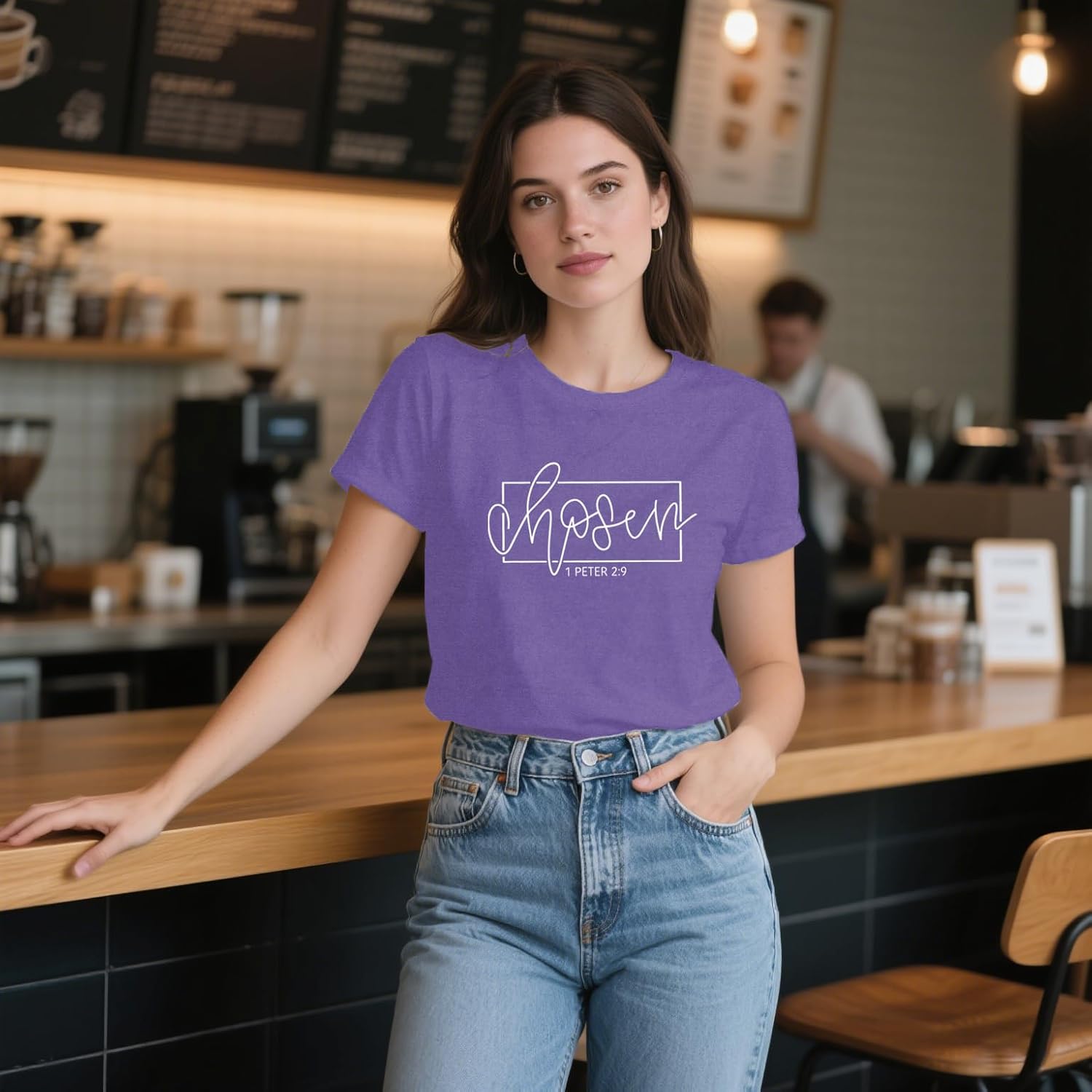 Women's Christian Shirt Christ Chosen T-Shirts Bible Verse Tee Tops - Image 2