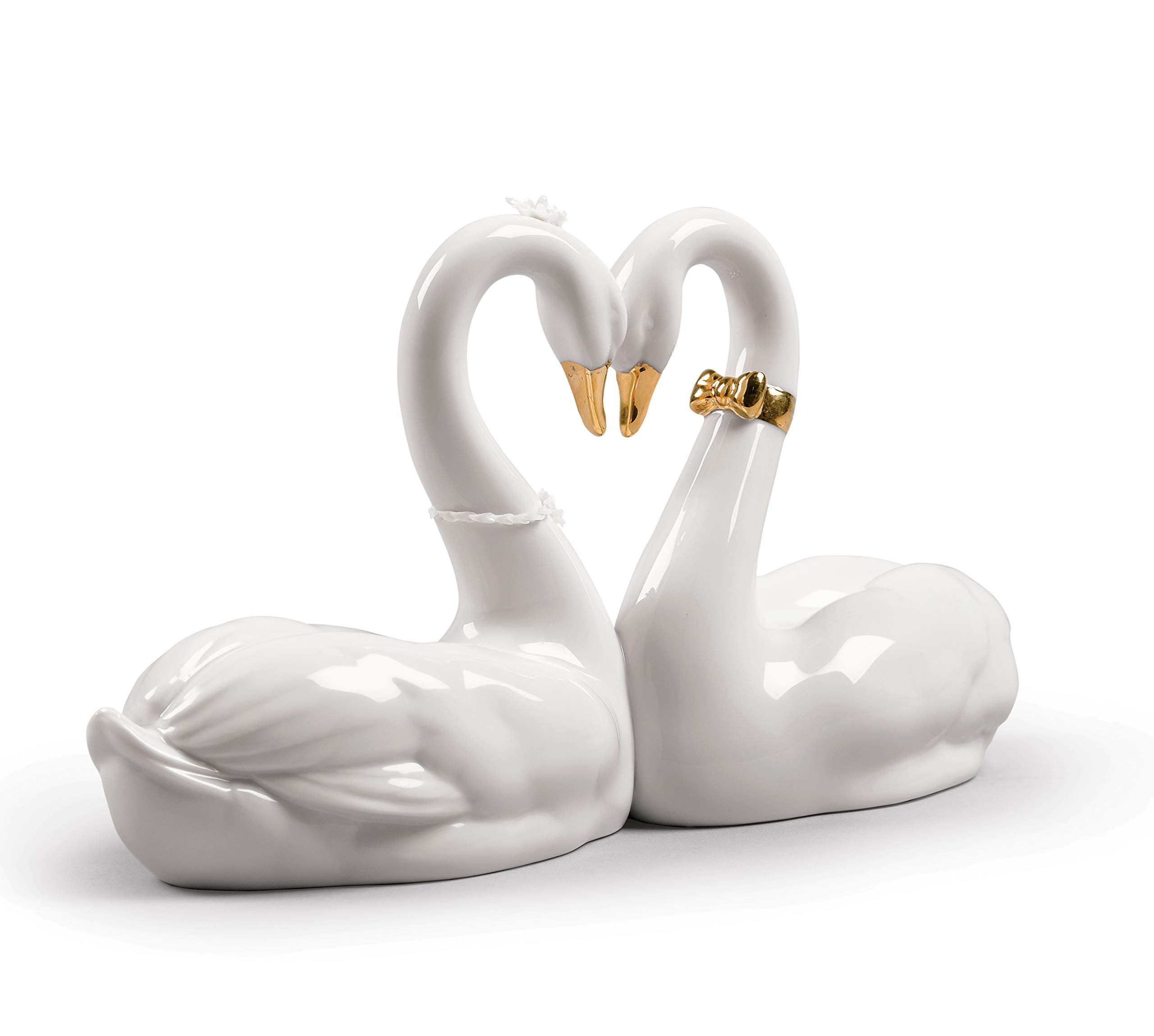 Amazon.com: LLADRÓ Endless Love Swans Figurine. Golden Luster