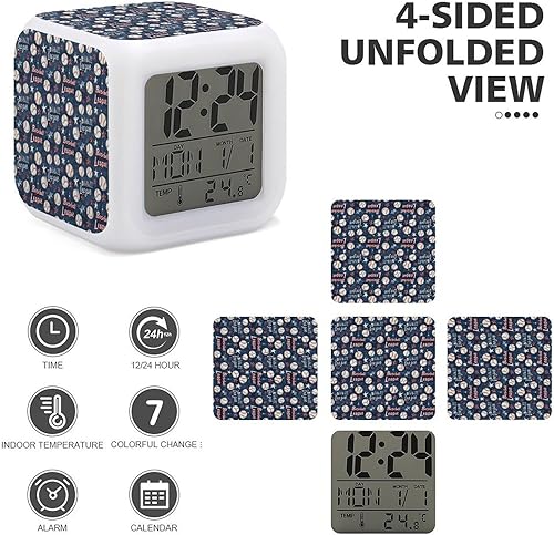 Miniatura 3 de Relojes despertadores digitales para dormitorios, diseño retro de béisbol, lindo LED, mesita de noche, reloj digital para aula, dormitorio