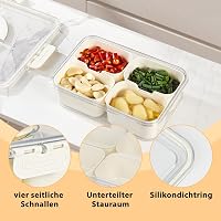 SHTALHST Uzsonnás Doboz 4 Kivehető Rekesszel - Fedeles Snack Tároló Gyümölcsökhöz, Édességekhez és Kekszekhez - BPA-mentes, Kézi Mosogatású 2