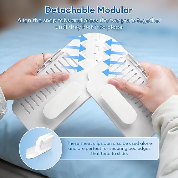 Bed Sheet Holders for Corners & Sides, Fitted Sheet Clips 4 Pairs