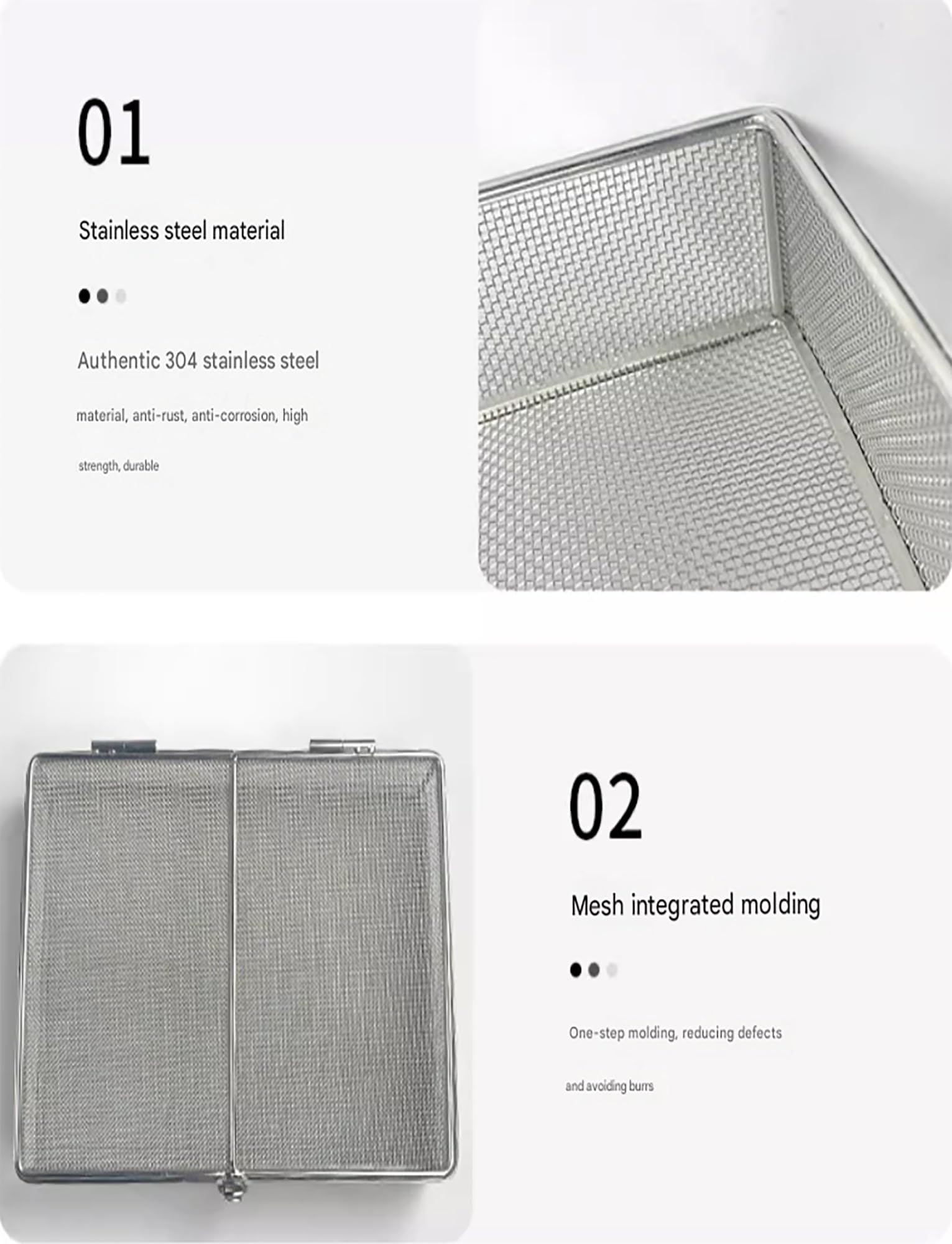 Cestello for sterilizzazione in acciaio inossidabile 304 con maglia da 0,5 mm e coperchio, vassoio for chirurgia medica, adatto for strumenti odontoiatrici ospedalieri, vassoio in metallo(30x25x7cm)