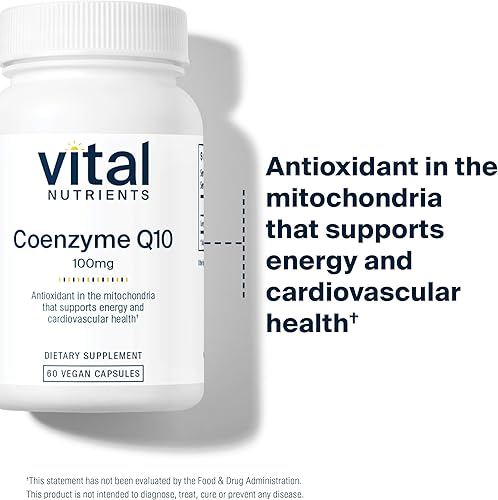Miniatura 6 de Vital Nutrients CoQ10 100mg | Suplemento vegano | Coenzima Q10 de ubiquinona | Potente antioxidante para apoyar la salud del corazón y los niveles
