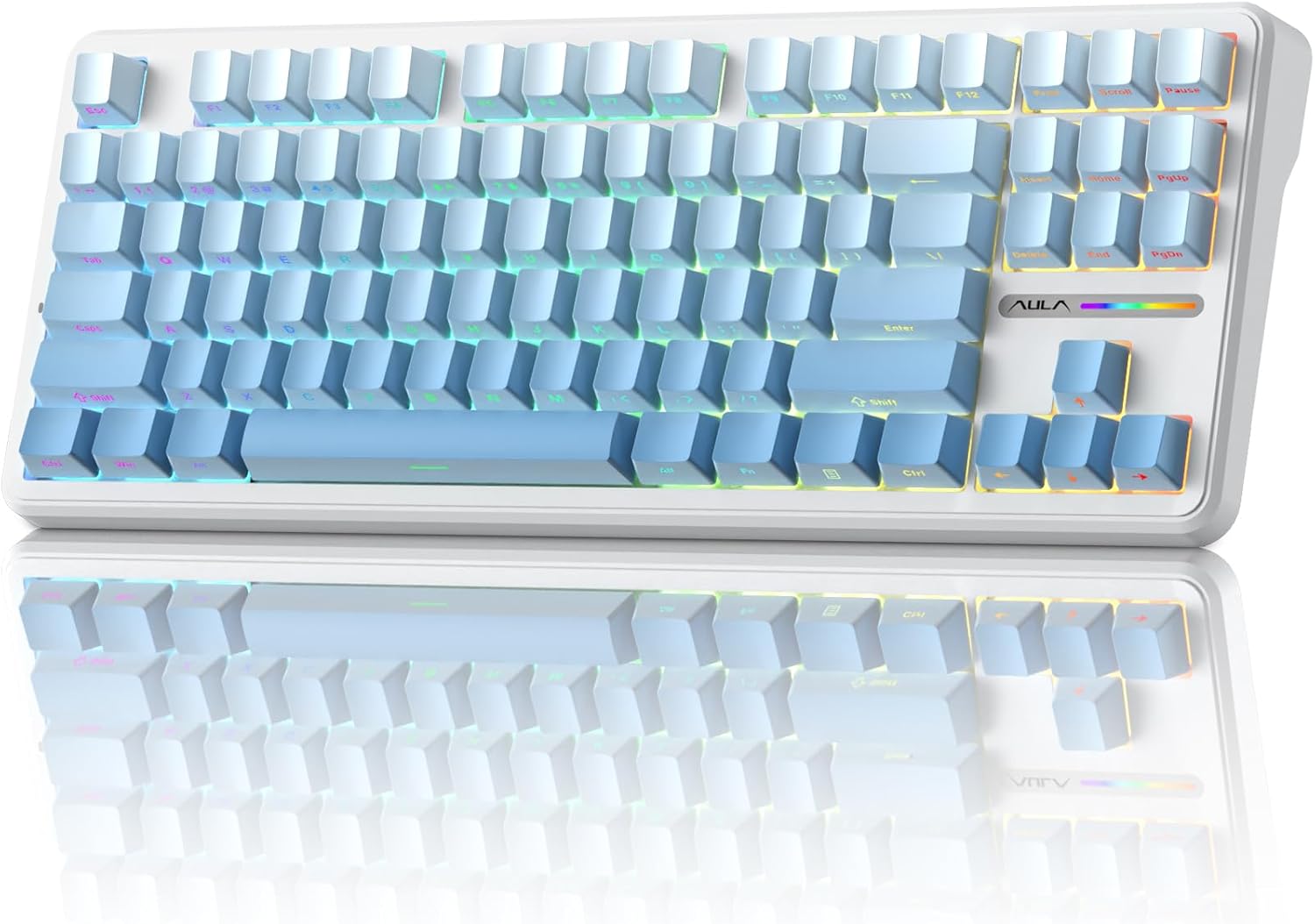 Aula F87 Pro Wireless Mechanical Keyboard, Tri-Mode Bluetooth/2.4G/USB-C Hot-Swappable RGB Gaming Keyboard, Gasket Mount, 8000mAh, for Windows/Mac Gamer & Typists （LEOBOG Gray Wood Switch V4）