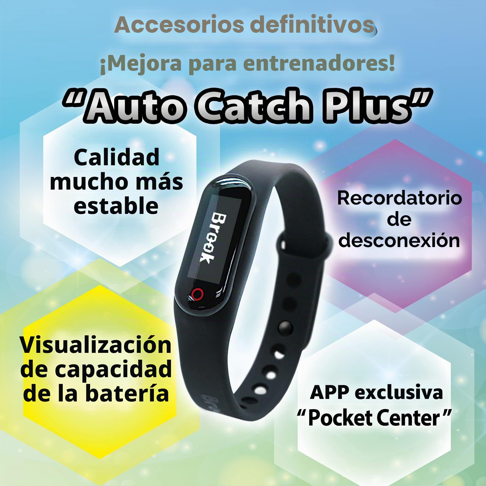 Brook Pocket Auto Catch Plus+Spin Catching Poke Mon Recogiendo artículos Pulsera Pulsera Accesorio recordatorio para desconexión, Capacidad de batería Pantalla
