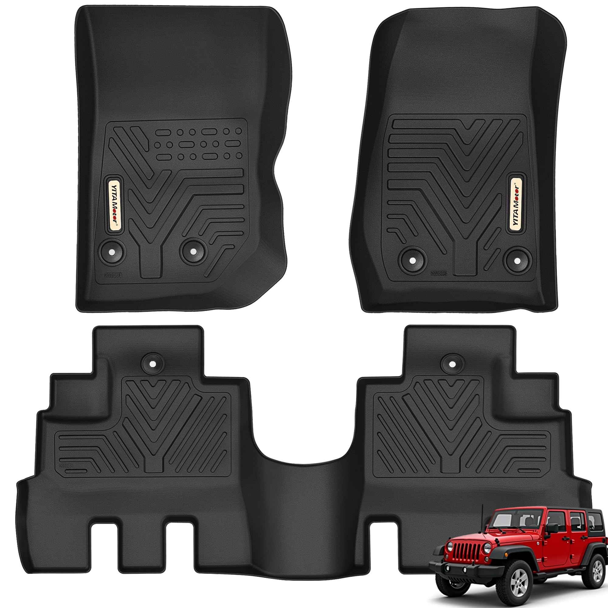 YITAMOTOR Floor Mats Compatible with Jeep Wrangler JK Unlimited 4 Doors 2014 2015 2016 2017 2018 Not for