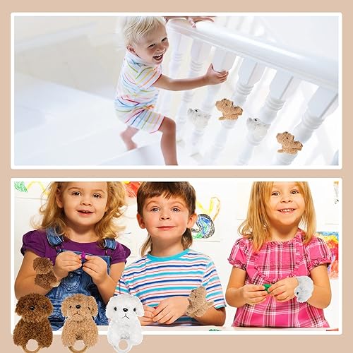Miniatura 7 de Leyndo Pulseras de animales de peluche, pulseras de animales de peluche, juguetes a granel para niños, 8 pulgadas (perro, 6 piezas)
