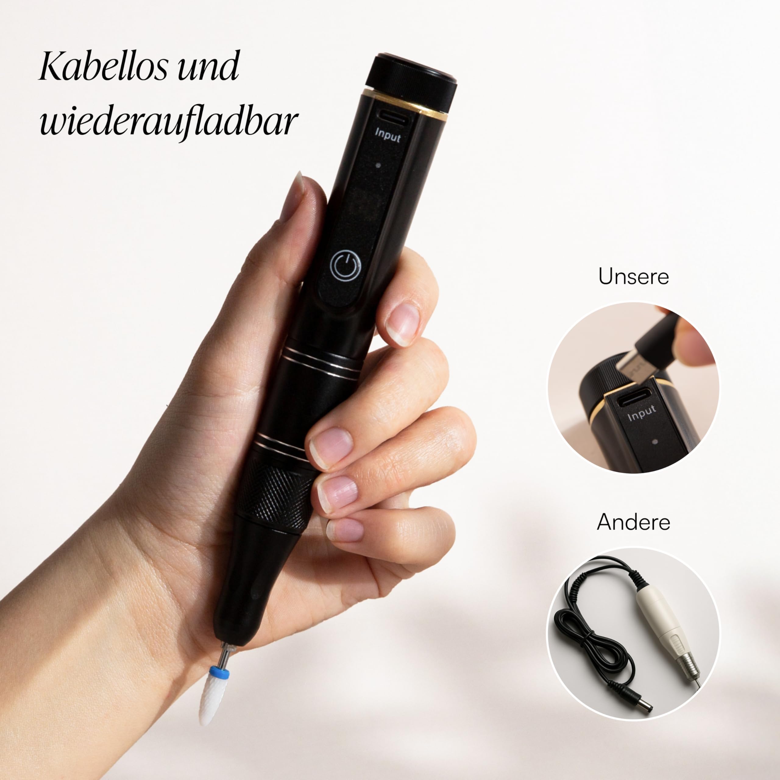 Doonails - Nagelfräser PRO elektrische Nagelfeile mit bis zu 35000 u/Min - Fräser für Gel- & Acrylnägel an Händen und Füßen - Kabellose Nagelfräse wiederaufladbar für Mani- & Pediküre Set