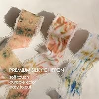 Vista 3 de Vitalizart Cinta de Gasa Naranja Tipo Seda de 1 1/2 Pulgada Cinta Impresa Deshilachada para Envolver Regalos Invitaciones de Boda Ramos de Flores