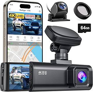 REDTIGER F7N 4K Dashcam und CPL mit WiFi GPS Vorne 4K/2.5K und Hinten 1080P Dash Kamera,Inklusive 64G Karte, 3.18" Kamera Auto, 170° Weitwinkel Dashcam Auto, Parking Monitor