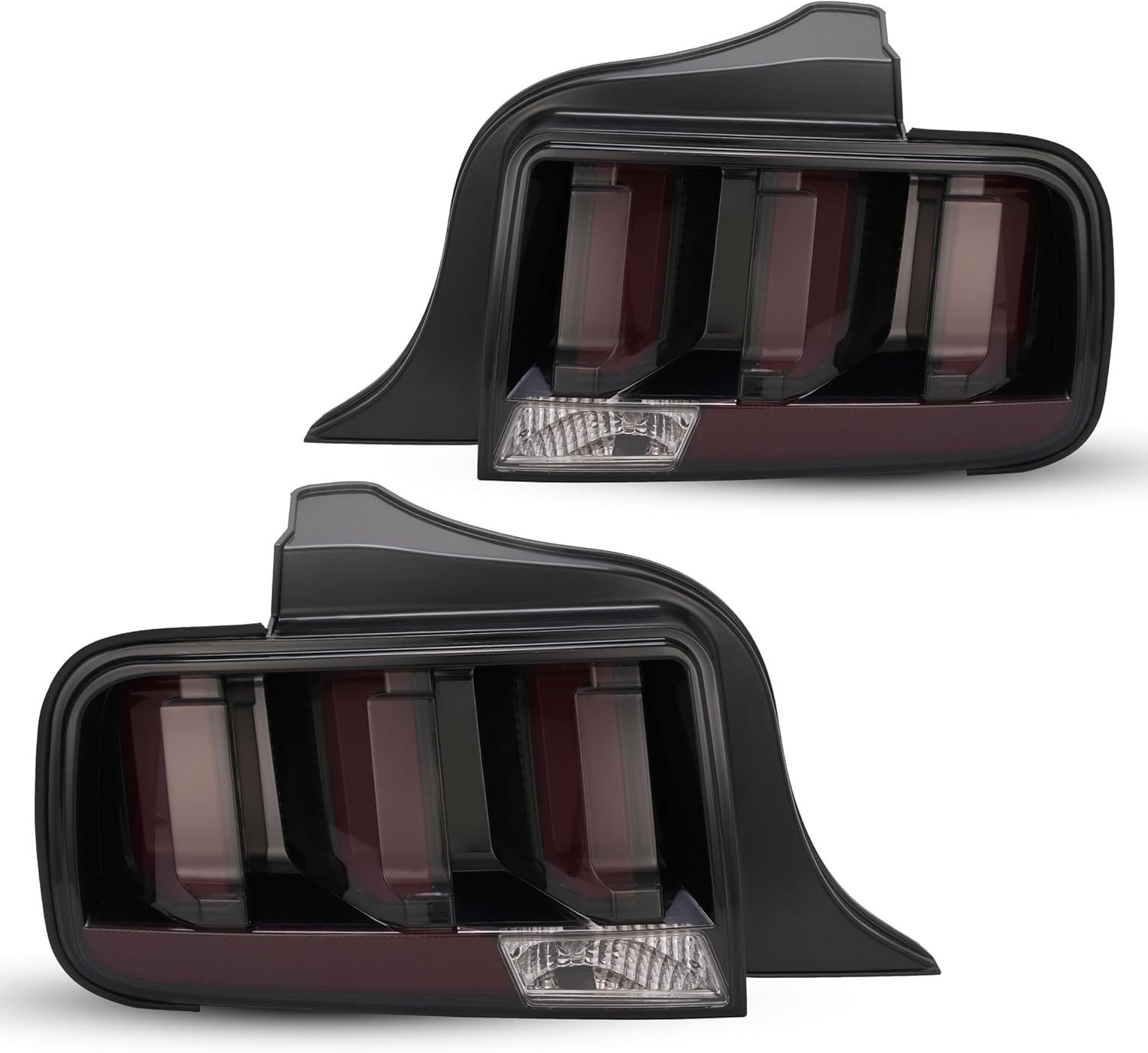 HECASA Pair Tail Lights Compatible with 2005-2009 Ford Mustang Replacement for FO2800191 FO2801191 Rear Lights Tail Lamp w/LED Tube Driver & Passenger Side - Smoke Lens Black Housing