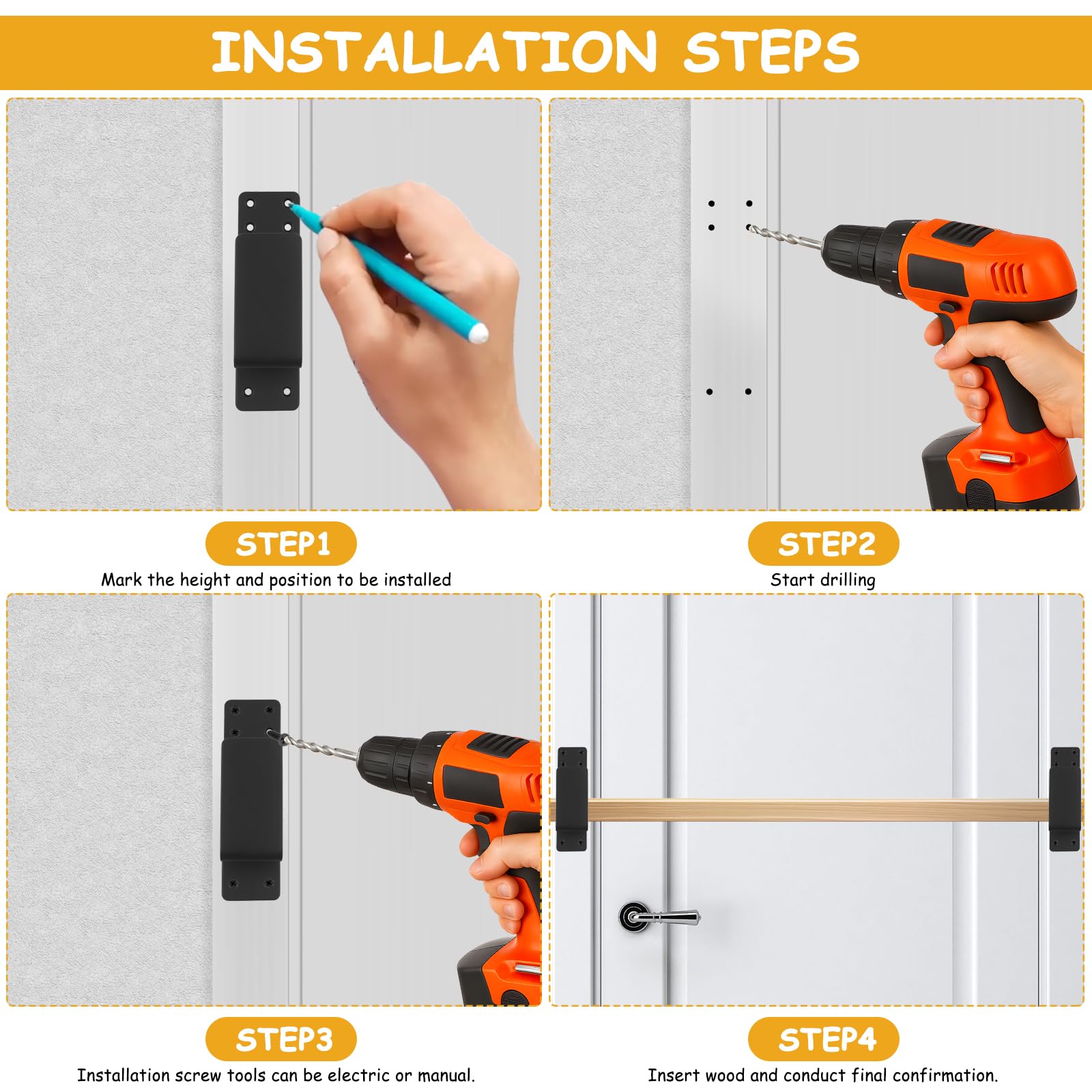 4 Pcs 2 x 4 Door Barricade Brackets, Metal U Brackets, Security Door Locks Clamps Fits 2 x 4 Lumber - Image 4