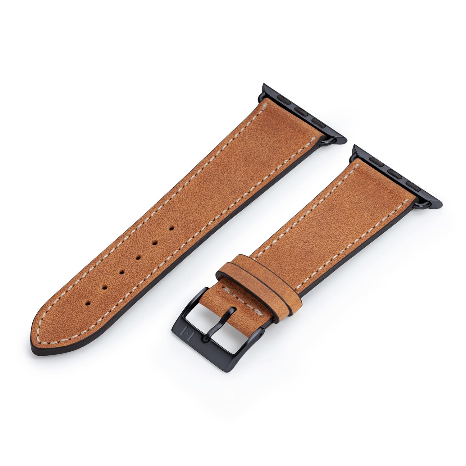 Armband HOHELUFT | kompatibel mit Apple Watch 1-9, SE | Leder | für Damen und Herren | Sport | Cognac