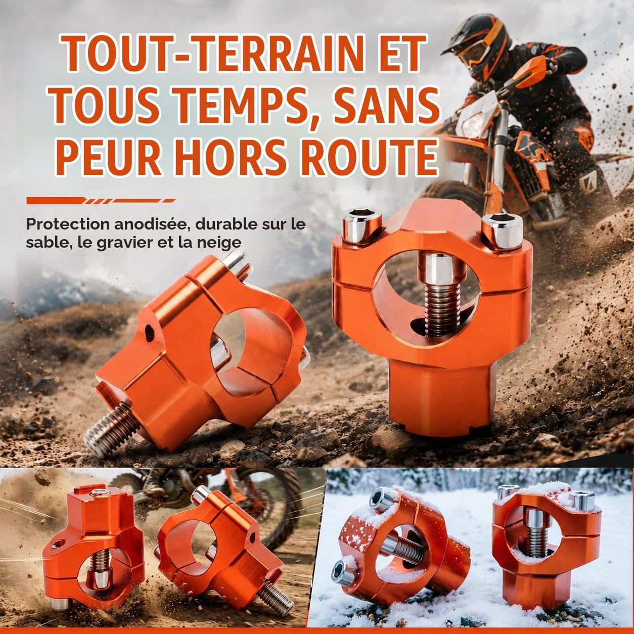 Rehausseur de Guidon 28mm pour125-530 SX SXF EXC EXCF XCW XCFW 00-16 Orange | Moto CNC Aluminium Pontet Guidon Rehausse Pontet