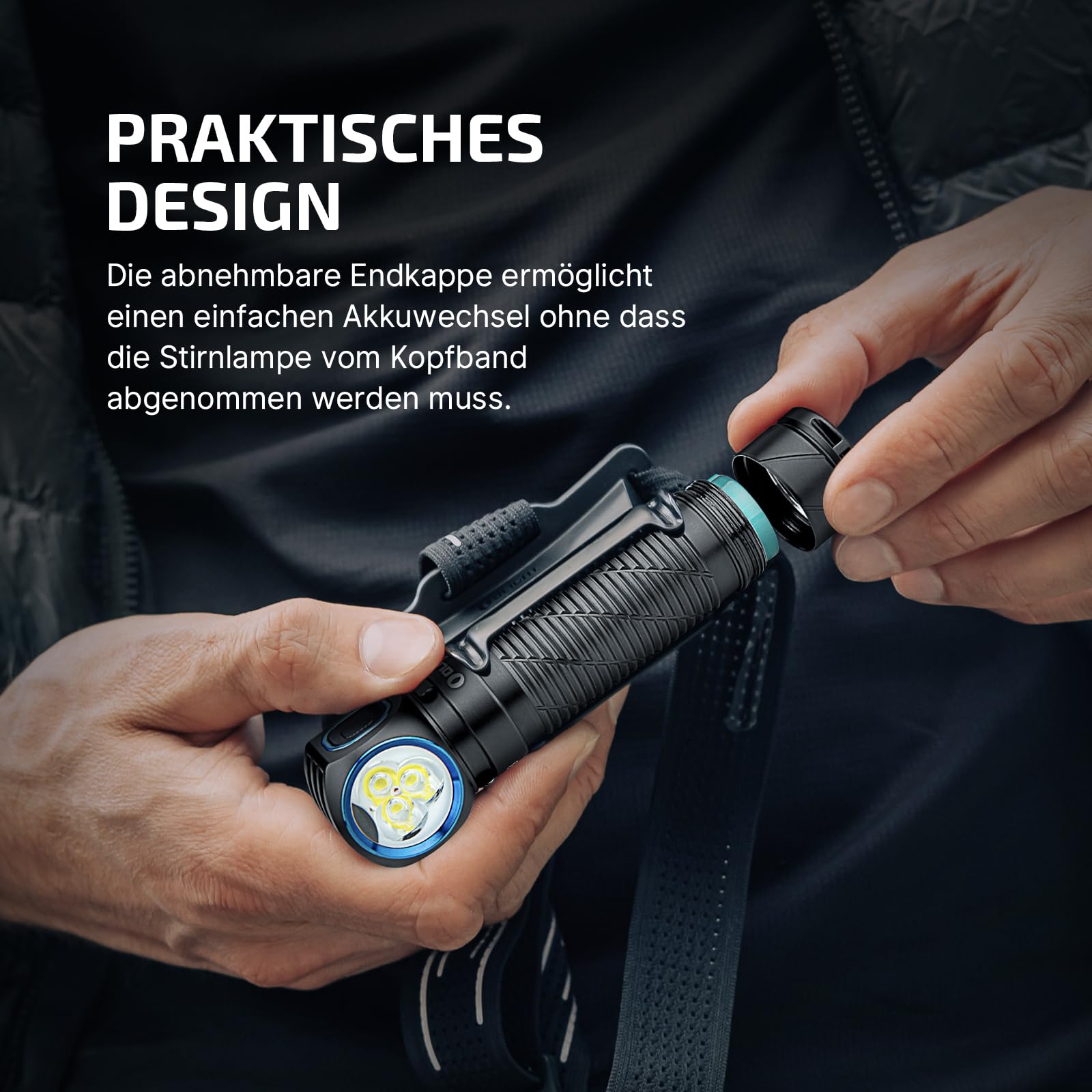 OLIGHT Perun 3 LED Stirnlampe Wiederaufladbar, Superhell 3000 Lumen Kopflampe mit 7 Lichtmodi, Sensor, Rotlicht und Stirnband, IP68 Wasserdichte Mini Headlampe für Campen, Angeln, Jagd Schwarz