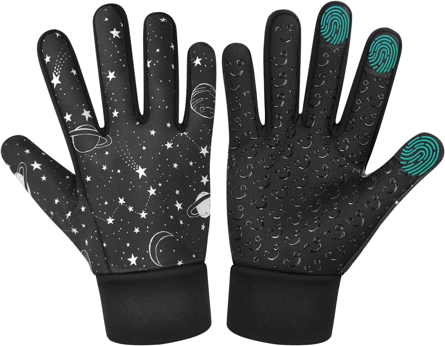 Kids Winter Touchscreen Gloves: Boys & Girls Warm Fleece Sport Gloves Aged 4-12 Childrens (Gray & Blue & Camouflage)
