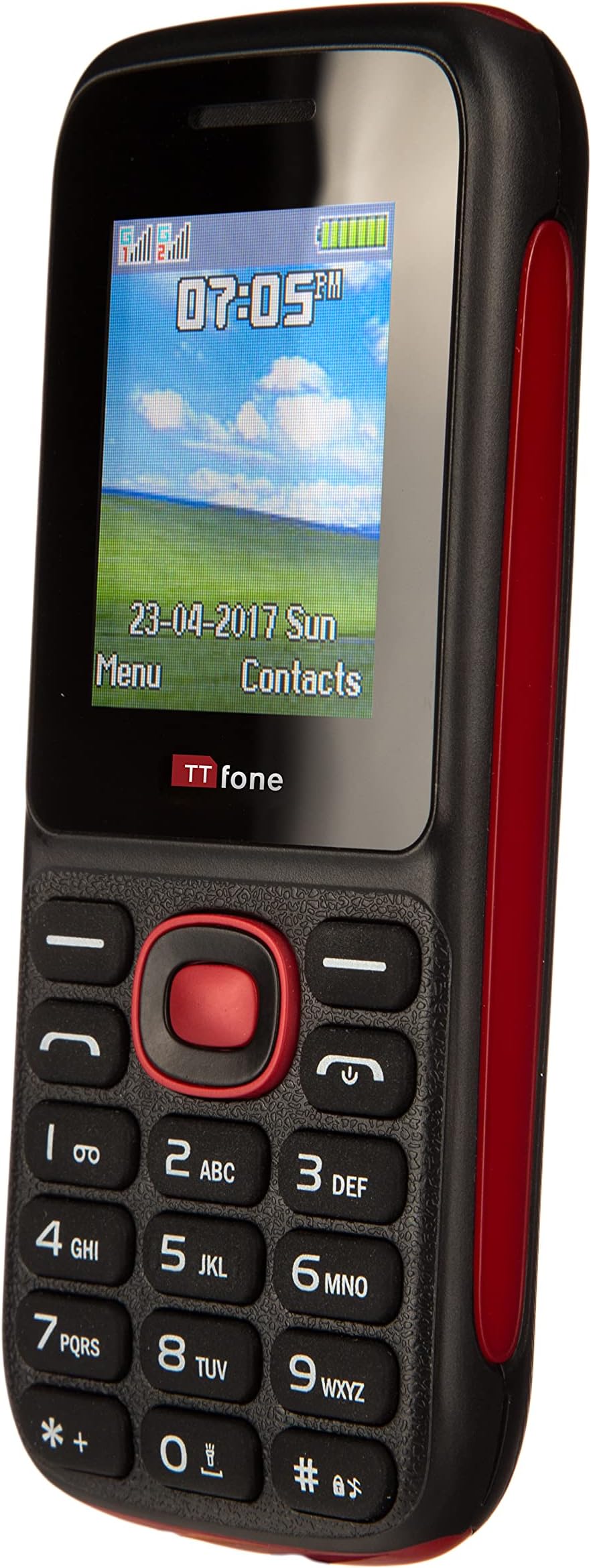 TT120 Dual Sim Cheap Mobile Phone Pay As You Go (Vodafone, Red)