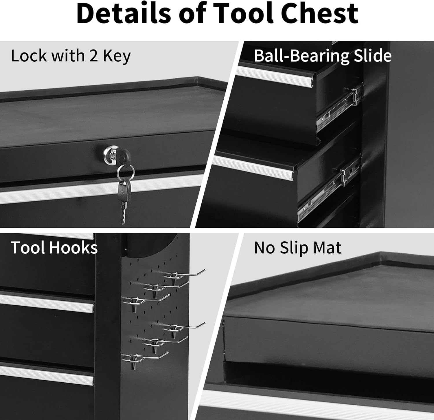 5 Drawers Rolling Tool Chest, Metal Tool Box with Wheels & Lock, Tool Drawers Garage Tool Storage Cabinets Organizer Rolling Cart Toolbox on Wheels for Garage, Workshop, Repair Shop(Assembly Required)