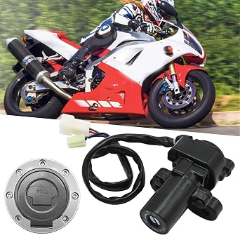 Ignition Switch Set with Keys Replacement for Yamaha YZF R1 R6 FZ6 FZ11 2004-2015 Replacement for Yamaha YZF-R1 1998 1999 with Gas Fill Cap Seat Lock
