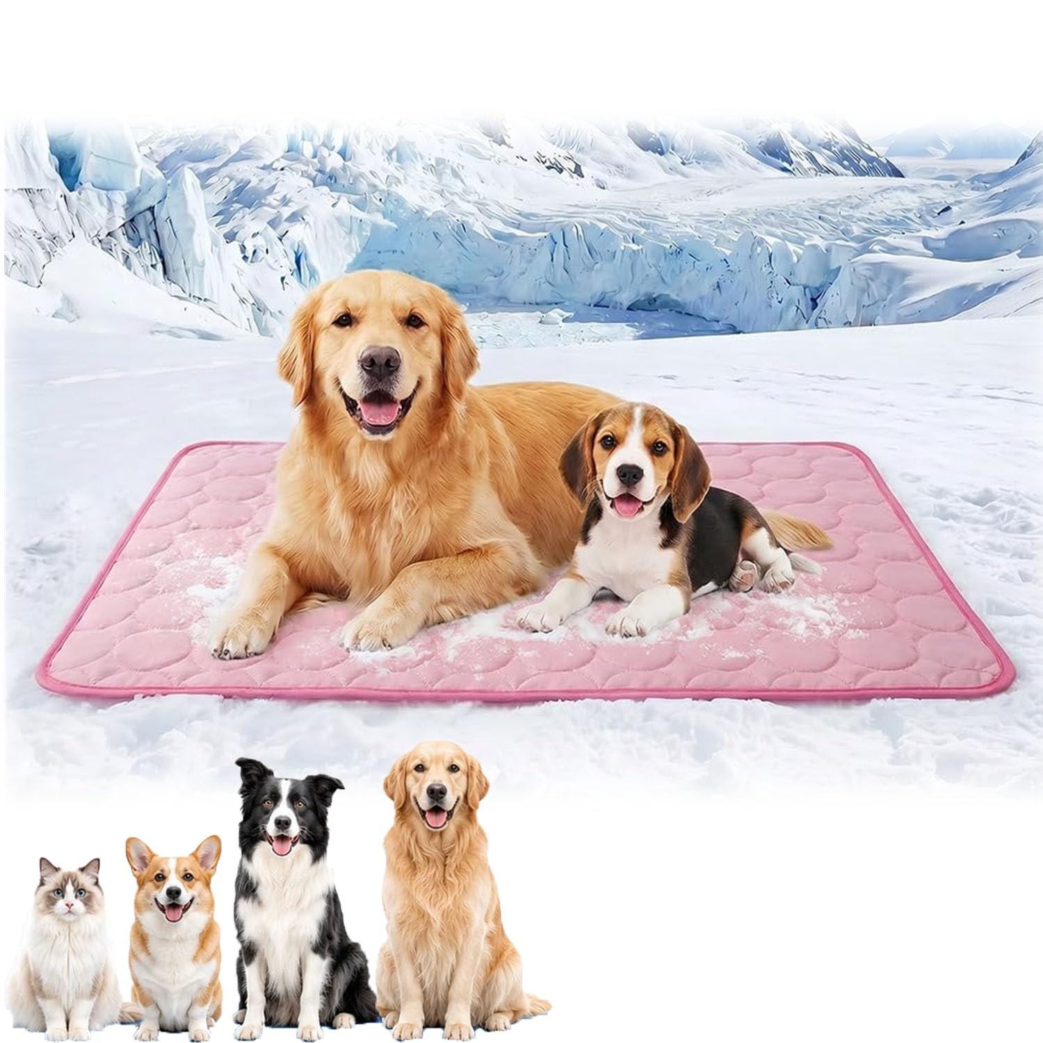 HOLVA Pet Cooling Mat for Dogs Cats, 2026 Upgraded Dog Cooling Mat for Indoor & Outdoor, Comfortable Breathable Ice Silk Summer Pet Cool Pad for Kennel Sofa Bed Floor Car (Pink,X-Large)