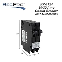 Vista 3 de RecPro Interruptor de circuito para RV Q3020 30/20 amperios doble unipolar 120V termo-magnético Desencadenamiento estándar Tipo de enchufe