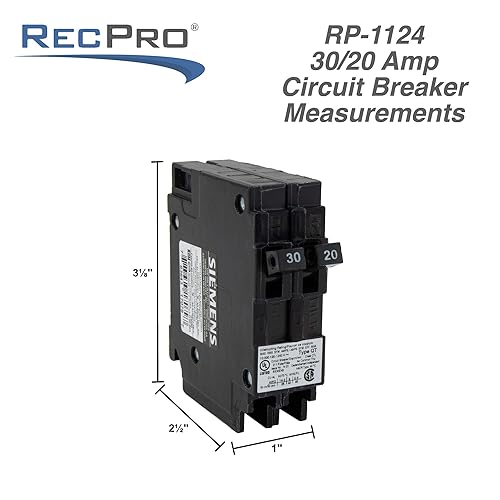 Miniatura 3 de RecPro Interruptor de circuito para RV Q3020 30/20 amperios doble unipolar 120V termo-magnético Desencadenamiento estándar Tipo de enchufe
