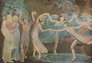 ZhiChengHflBM Vintage Painting Print Canvas Wall Art Canvas Picture Oberon Titania and Puck with Fairies Dancing by William Blake Poster Artwork for Home Decor 60x90cm