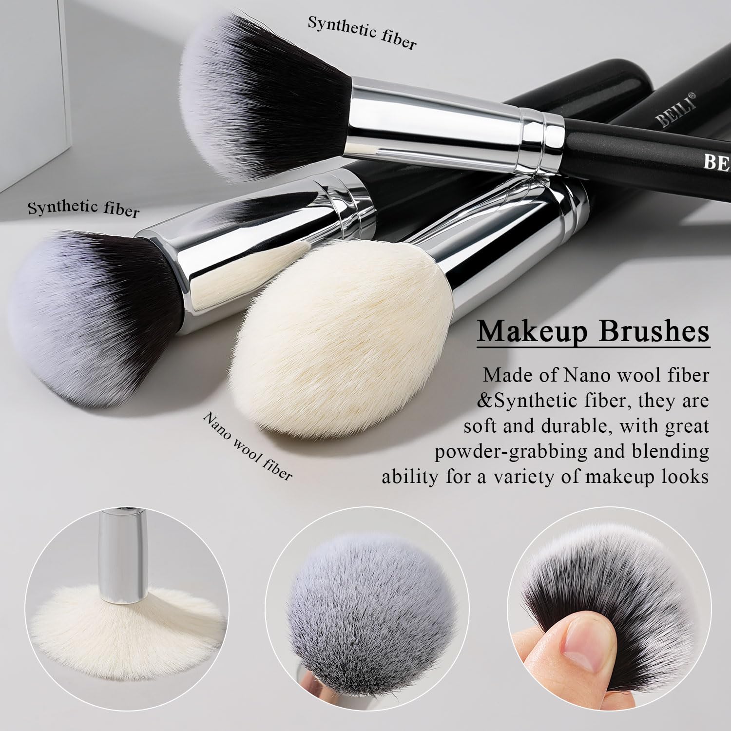 BEILI Pinceaux Maquillage 20PC Kit Pinceau Maquillage Professionnel Poils Chèvre Naturels Synthétiques de Qualité Supérieure pour Fond de Teint,Poudre,Anti-cernes,Ombres à Paupières,Sourcils,Eyeliner