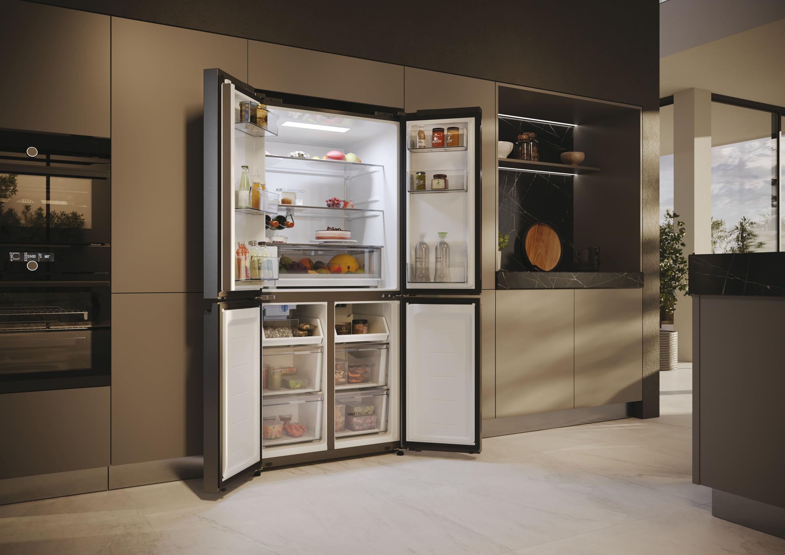Haier CUBE 83 SERIE 5 HCW58F18EHMP Frigorifero Frigorifero/Total No Frost/Smart Hon-App/Dispenser Acqua & Macchina per cubetti di ghiaccio/ABT Pro/HumidityZone/MySwitchZone/Acciaio inossidabile