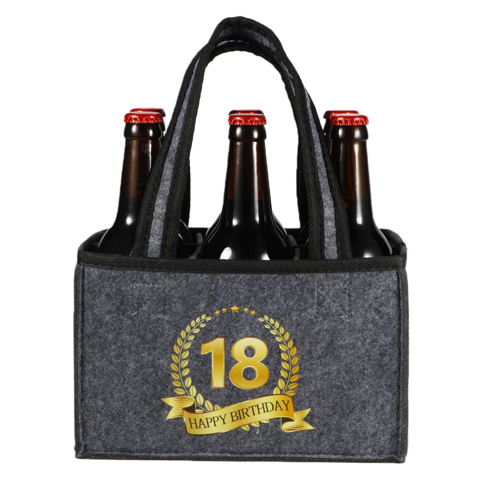 KHstylehoo 18th Birthday Gifts for Boys, Personalised Mens 18th Birthday Presents, Funny Beer Gifts for Friend Bag Carrier 6 Bottles, Reusable Wine Bottle Bag for Transporting Wine, Champagne, Beer