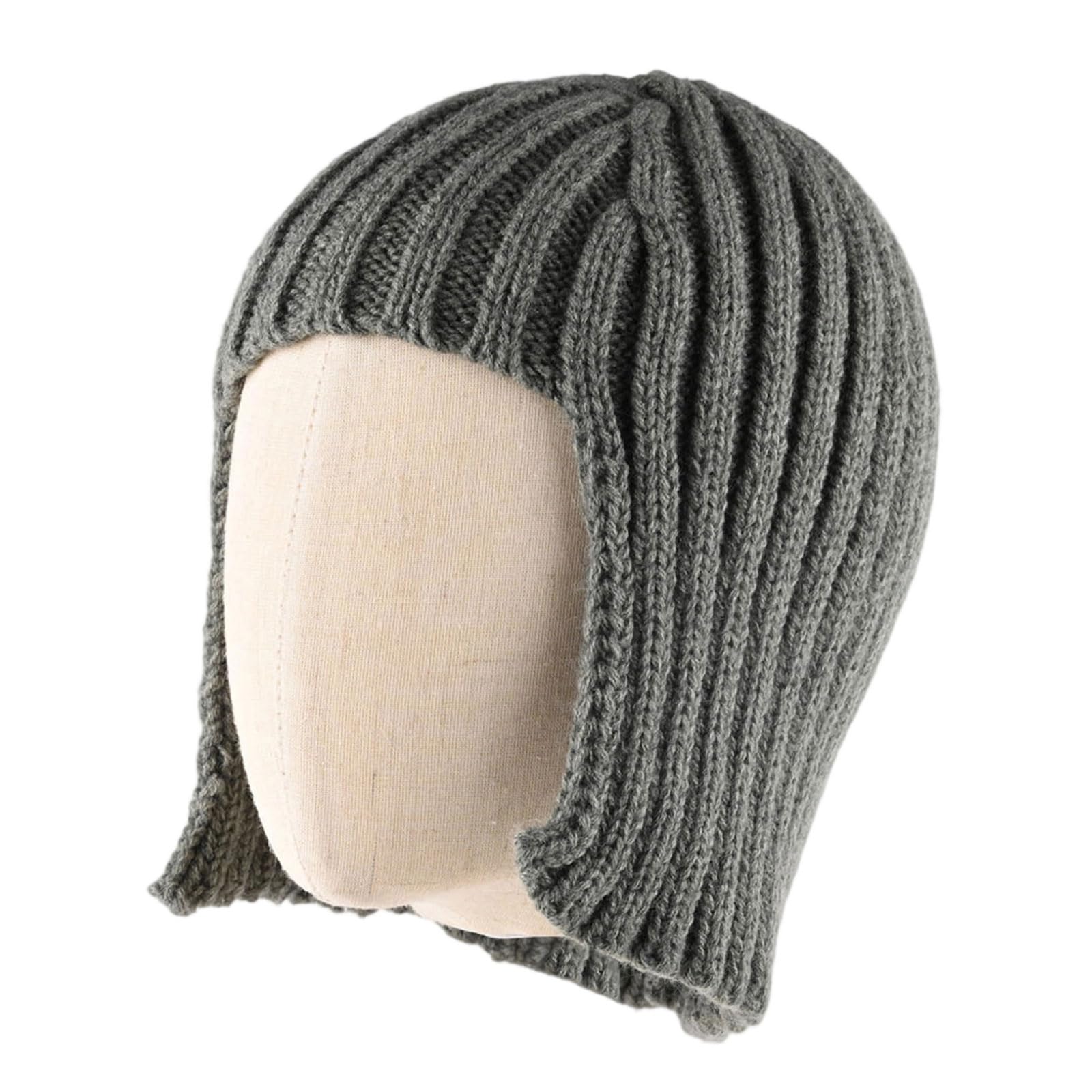 Maxtonser Womens Fashion Knit Hat Headwrap Unique Wigs Design And Warm EarFlaps For Winter Styles Photo Props