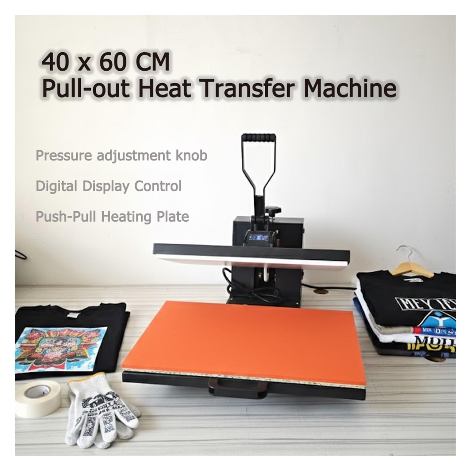 Prensa de calor de 40 x 60 cm, transferencia de sublimación de alta presión de doble voltaje para prendas de camisetas