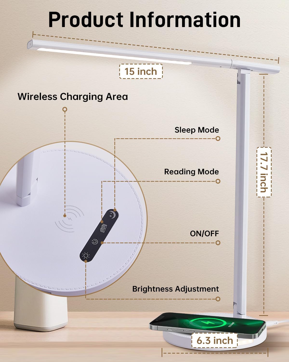 Illuminate Your Workspace: The Ultimate LED Desk Lamp with Wireless Charging!