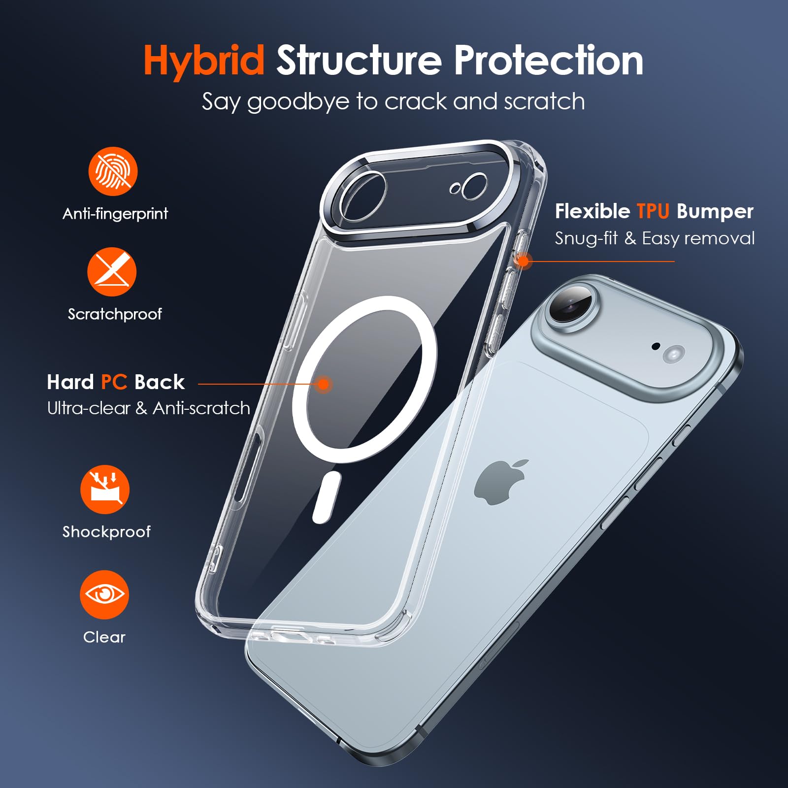 iVoler Chiaro Cover Magnetica per iPhone Air/ 17 Air 6.5 Pollici, Compatibile con MagSafe, [Anti Ingiallimento] [Antiurto di Grado Militare] Custodia Trasparente Sottile AntiGraffio Rigida PC Case